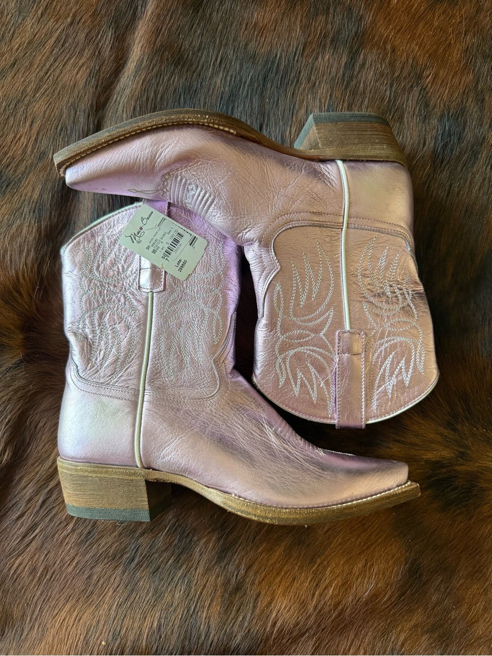 Metallic lilac Western Ankle Boots - Women's Cowboy Boot